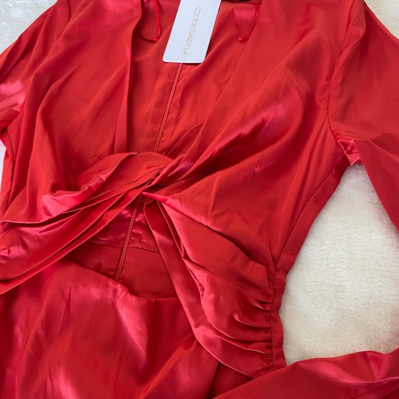 Cotton Candy Vibrant Red Long Sleeve Dress - Picture 5 of 11